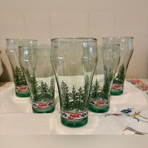 Vintage Coca Cola Christmas Drinking Glasses by Libbey Set of 5